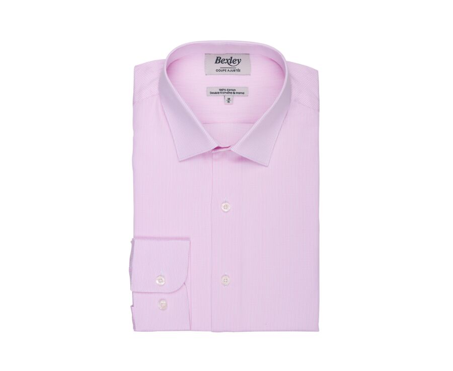 Chemise homme à fines rayures roses et blanches - DUNANT CLASSIC