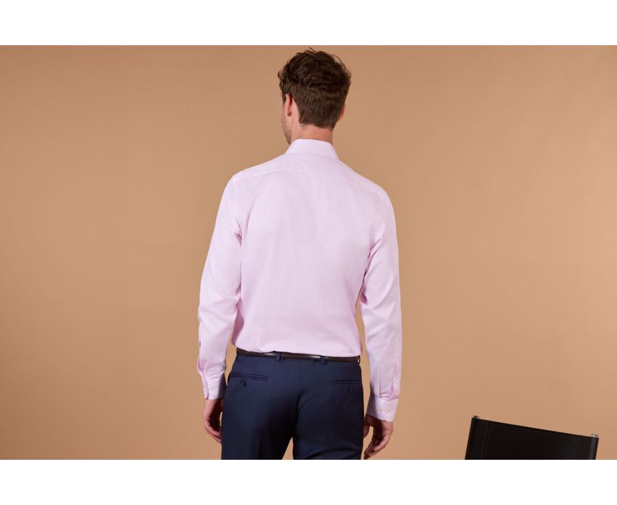 Chemise homme à fines rayures roses et blanches - DUNANT CLASSIC