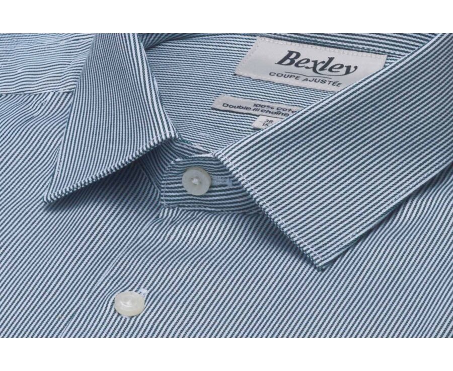 Chemise homme à rayures vertes et blanches en twill - DUNANT CLASSIC