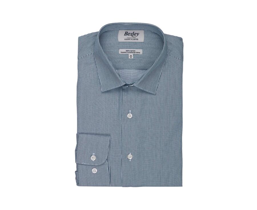 Chemise homme à rayures vertes et blanches en twill - DUNANT CLASSIC
