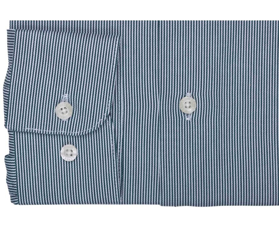 Chemise homme à rayures vertes et blanches en twill - DUNANT CLASSIC