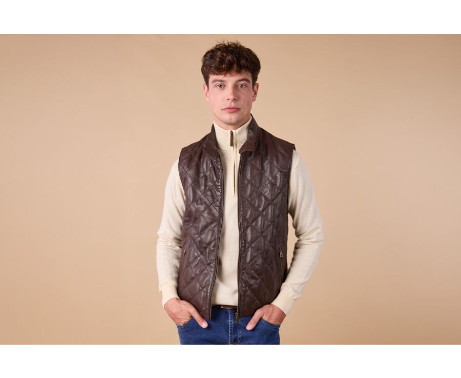Blouson en cuir Chocolat homme - NICKELSON