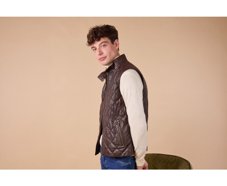 Blouson en cuir Chocolat homme - NICKELSON