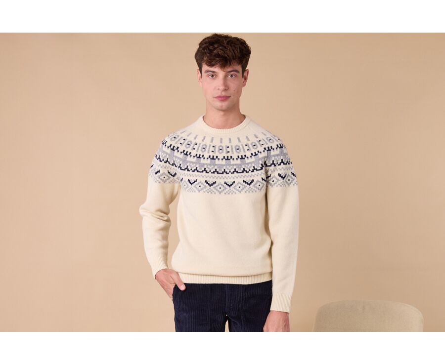 Pull col rond style islandais - Ecru - ELVAR