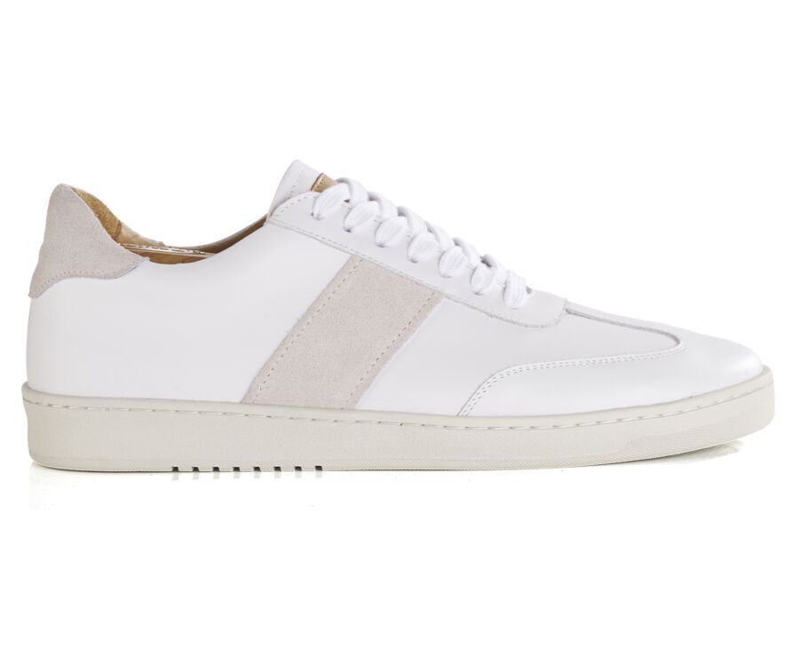 Sneakers cuir homme - Blanc et Velours Ecru - NANGKITA