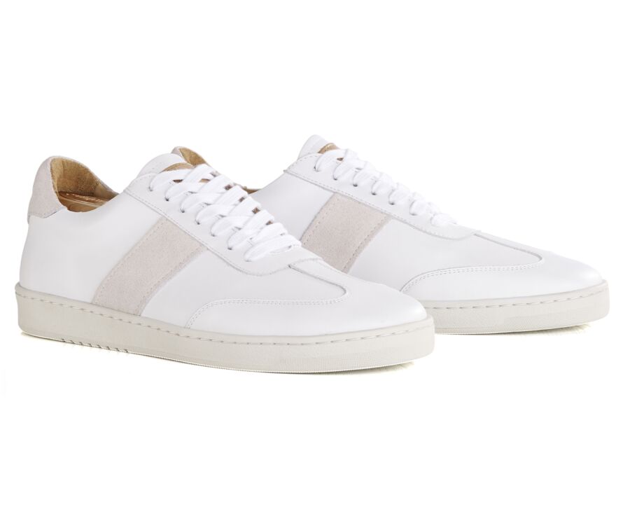 Sneakers cuir homme - Blanc et Velours Ecru - NANGKITA