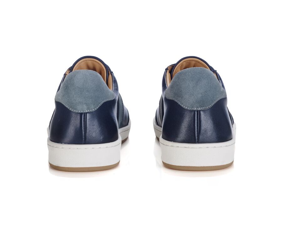 Sneakers cuir homme - Navy Patiné et Velours Gris - NANGKITA