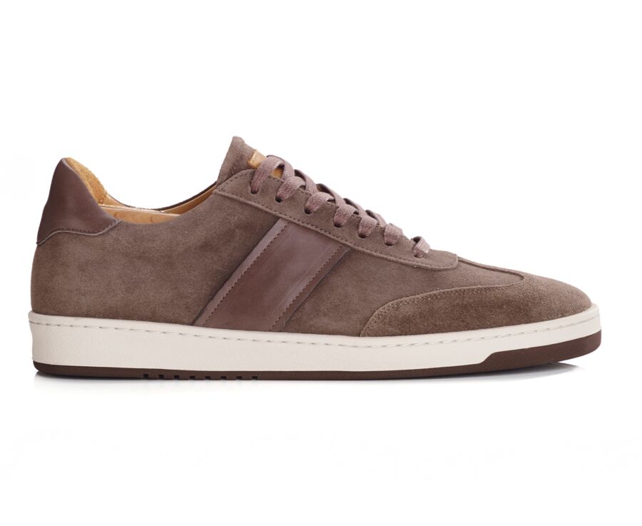 Sneakers cuir homme - Velours Taupe et Marron - NANGKITA