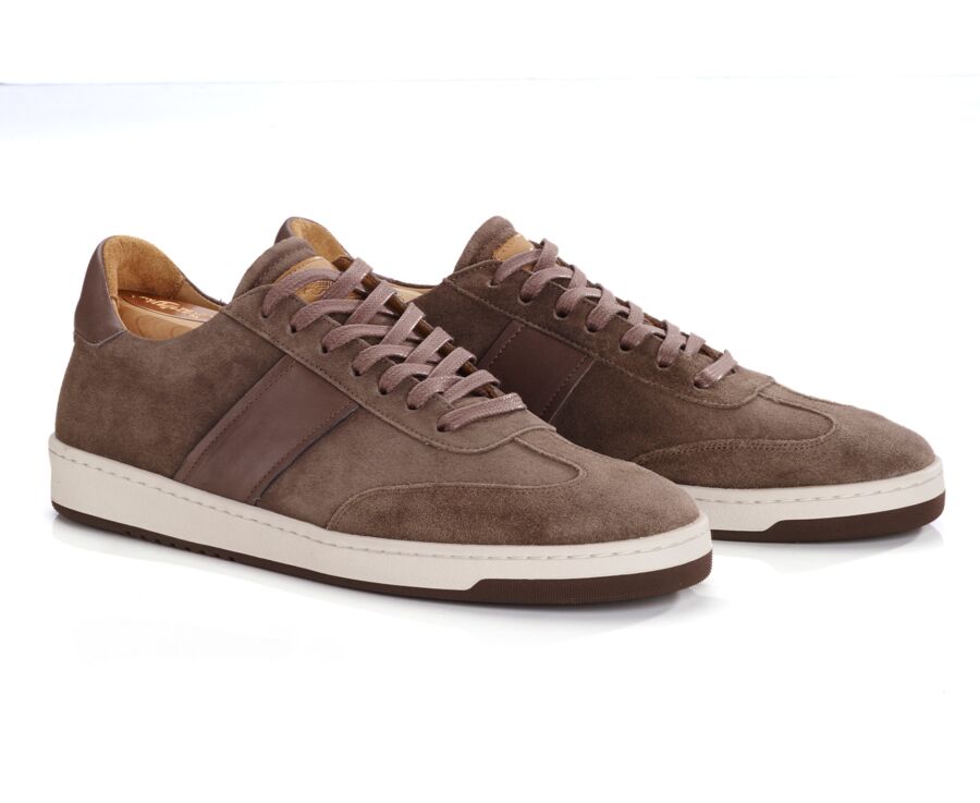 Sneakers cuir homme - Velours Taupe et Marron - NANGKITA