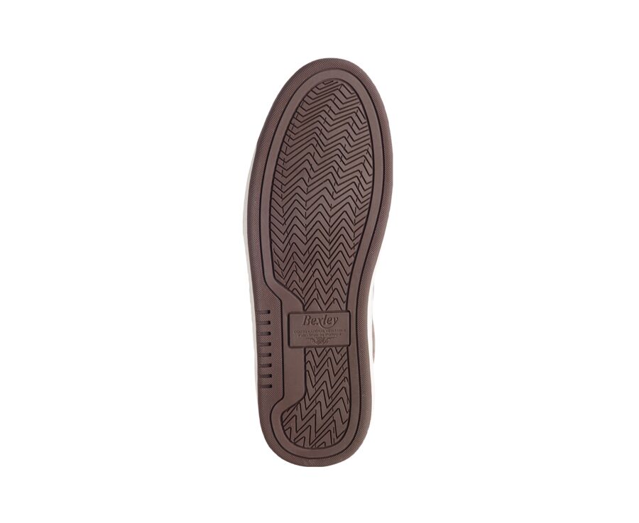 Sneakers cuir homme - Velours Taupe et Marron - NANGKITA