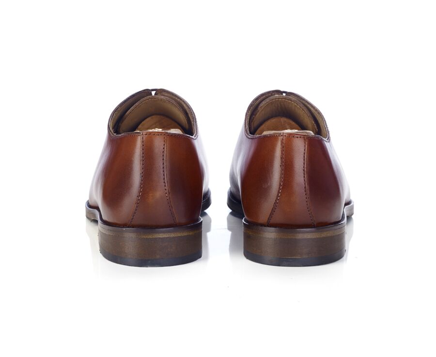 Richelieu homme Cognac Patiné  - semelle cuir avec patin - CARNEGIE PATIN