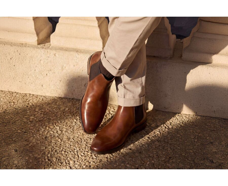 Chelsea boots homme - Cognac Patiné - STANHIGH PATIN