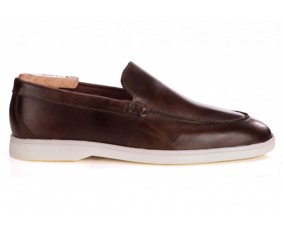 Mocassin homme chocolat patiné à la main - MANASOTA III