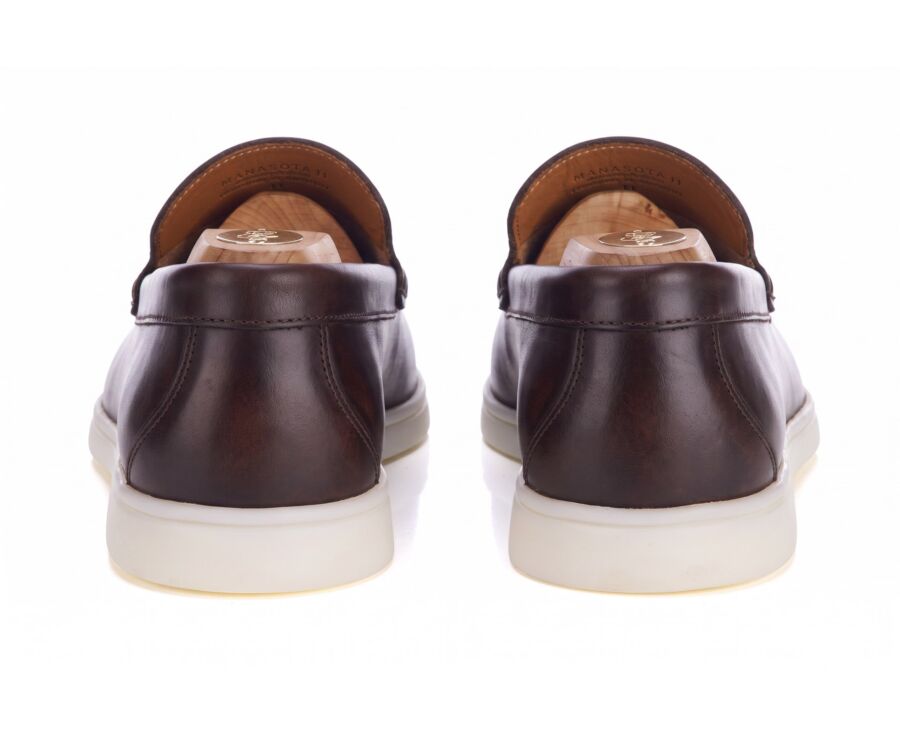 Mocassin homme chocolat patiné à la main - MANASOTA III