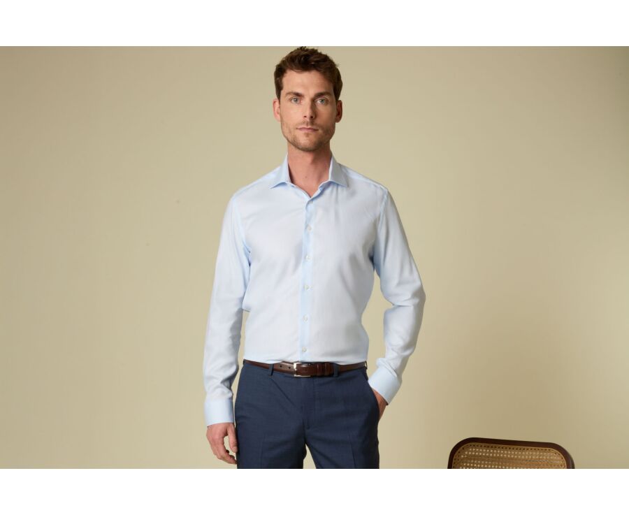 Chemise homme bleu clair en twill - TOMMASO CLASSIC