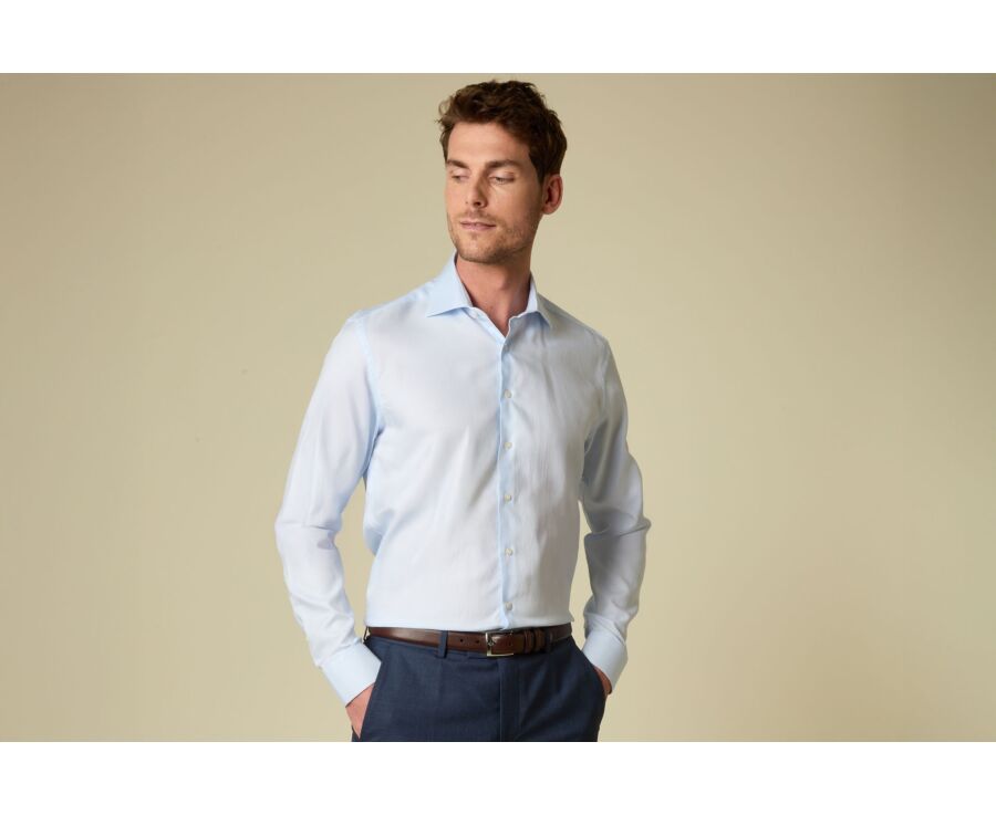 Chemise homme bleu clair en twill - TOMMASO CLASSIC