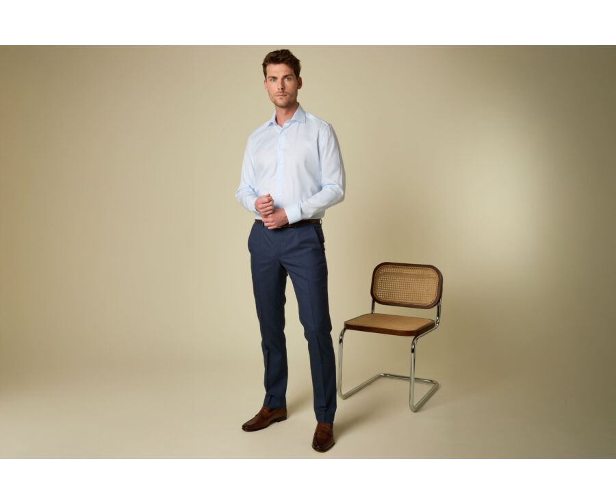 Chemise homme bleu clair en twill - TOMMASO CLASSIC