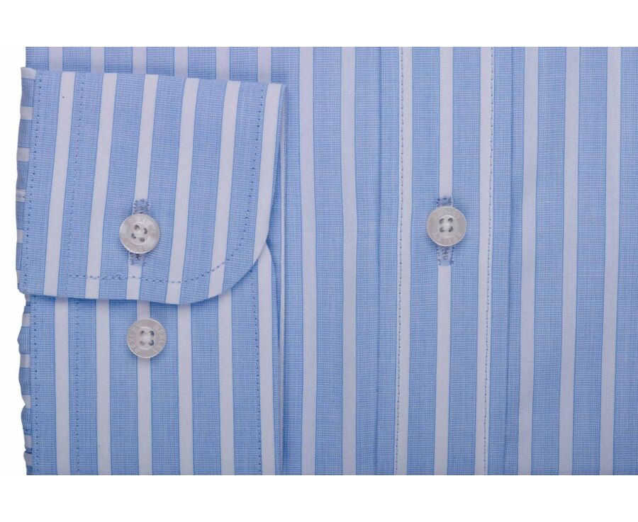 Chemise Bleu ciel et blanc - Tissu Fil à fil - NIZIER