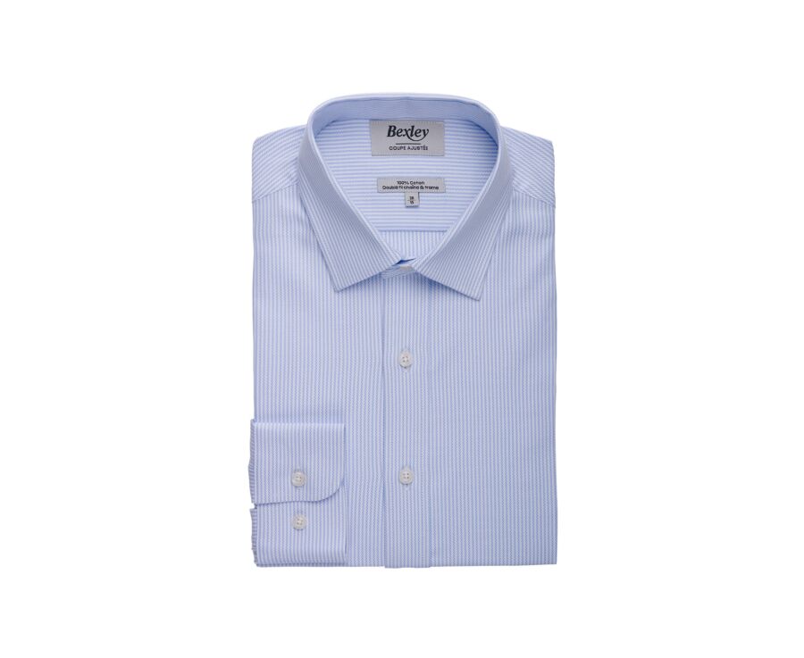Chemise à rayures pour homme - Bleu Clair Et Blanc - DAMELIN