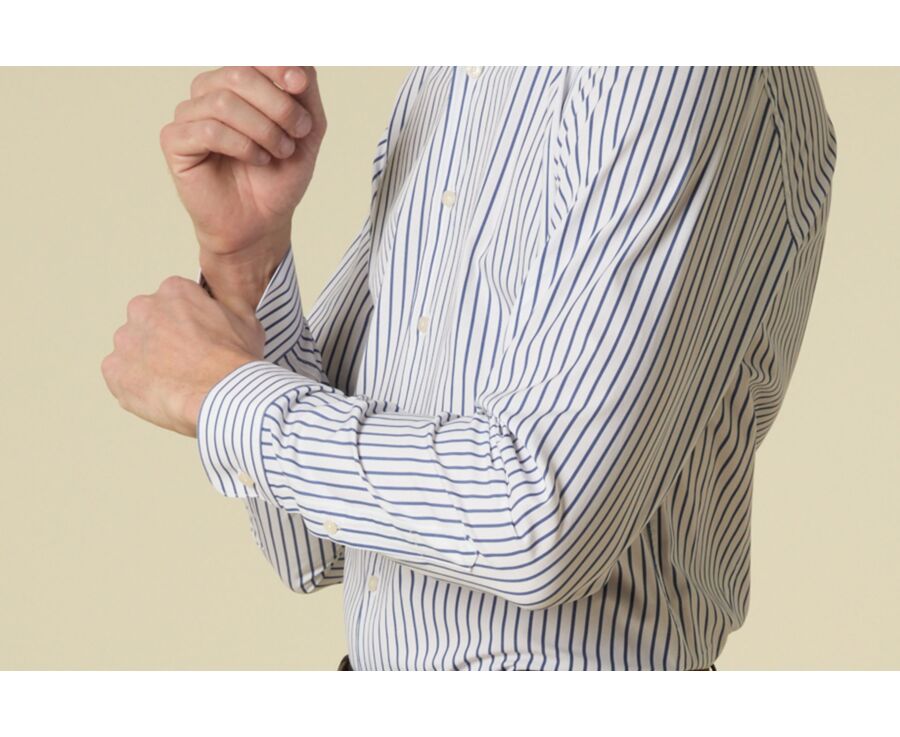 Chemise blanche à fines rayures bleues - DAVIDE CLASSIC
