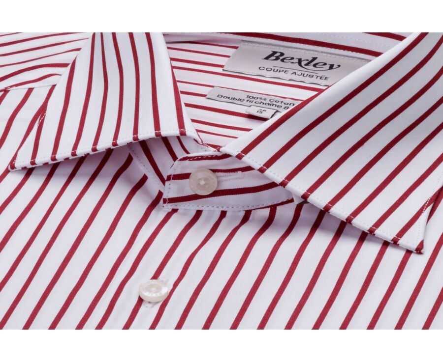 Chemise à rayures 100% coton - Blanc et Rouge - DAVIDE CLASSIC