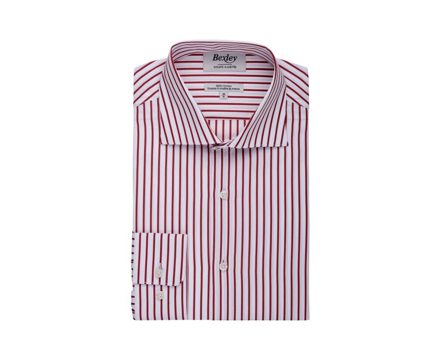 Chemise à rayures 100% coton - Blanc et Rouge - DAVIDE CLASSIC