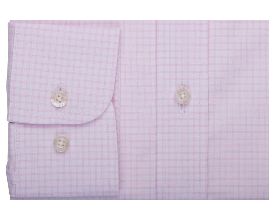 Chemise homme coupe ajustée à carreaux fins rose clair - VIBERT