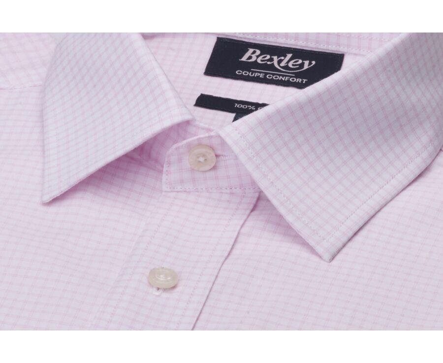 Chemise homme coupe confort à carreaux fins rose clair - VALMAR
