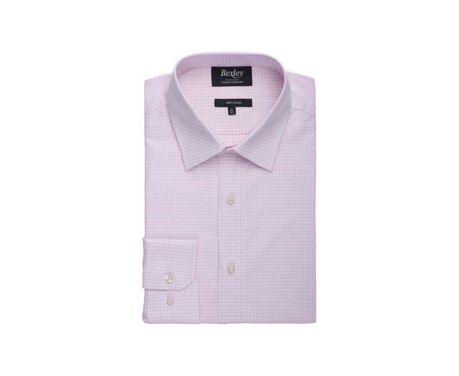 Chemise homme coupe confort à carreaux fins rose clair - VALMAR