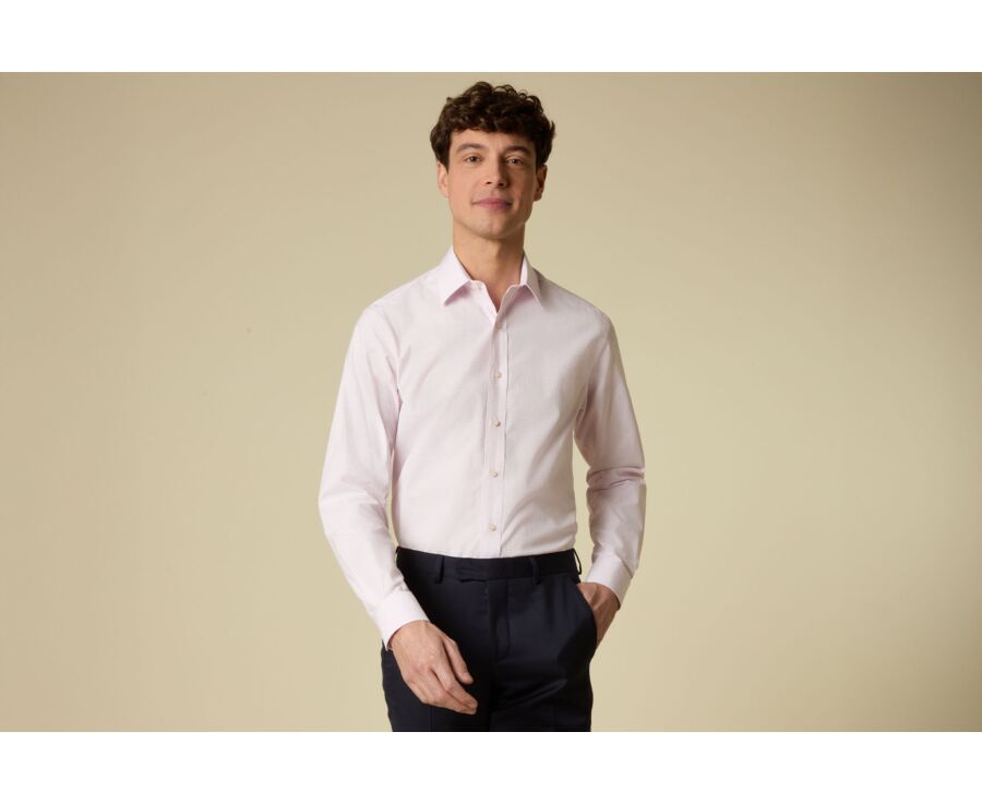 Chemise homme coupe confort à carreaux fins rose clair - VALMAR