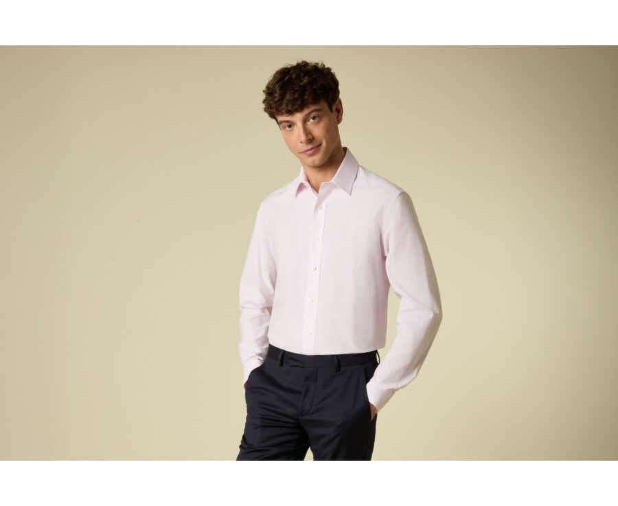 Chemise homme coupe confort à carreaux fins rose clair - VALMAR