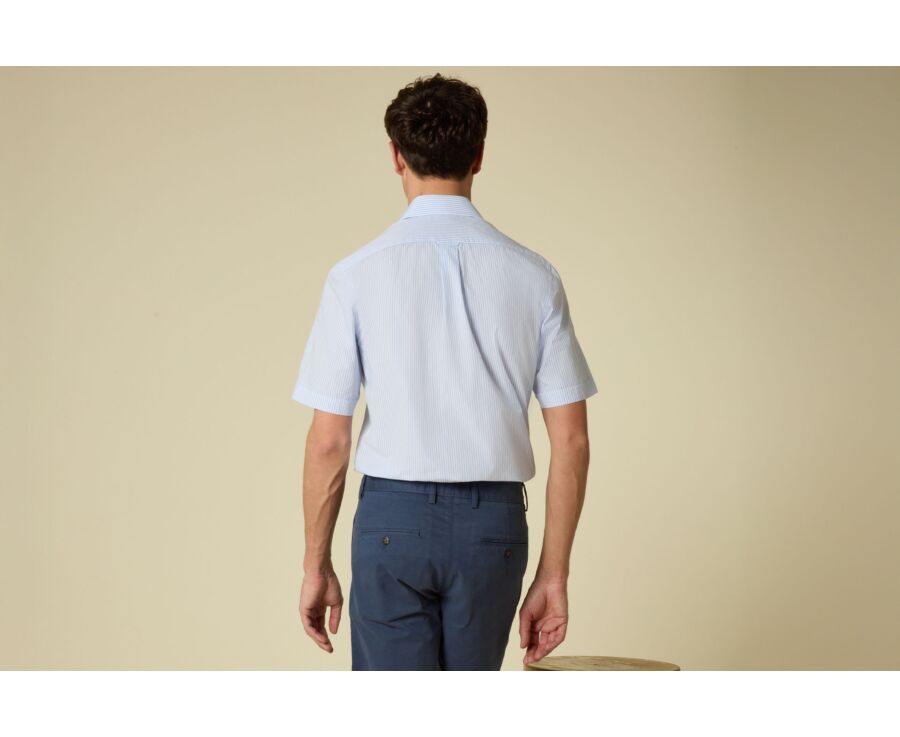 Chemise manches courtes rayée - Bleu Clair Et Blanc - MAZAIRE