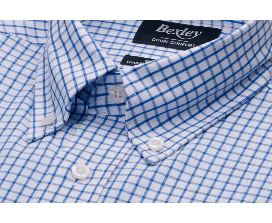 Chemise homme blanche à petits carreaux bleus - GRAYSON MC