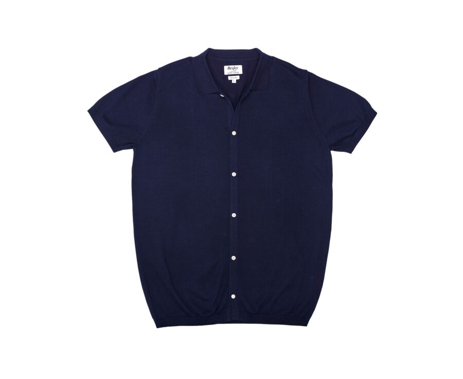 Polo façon chemise en tricot - Marine - BRAXTEN