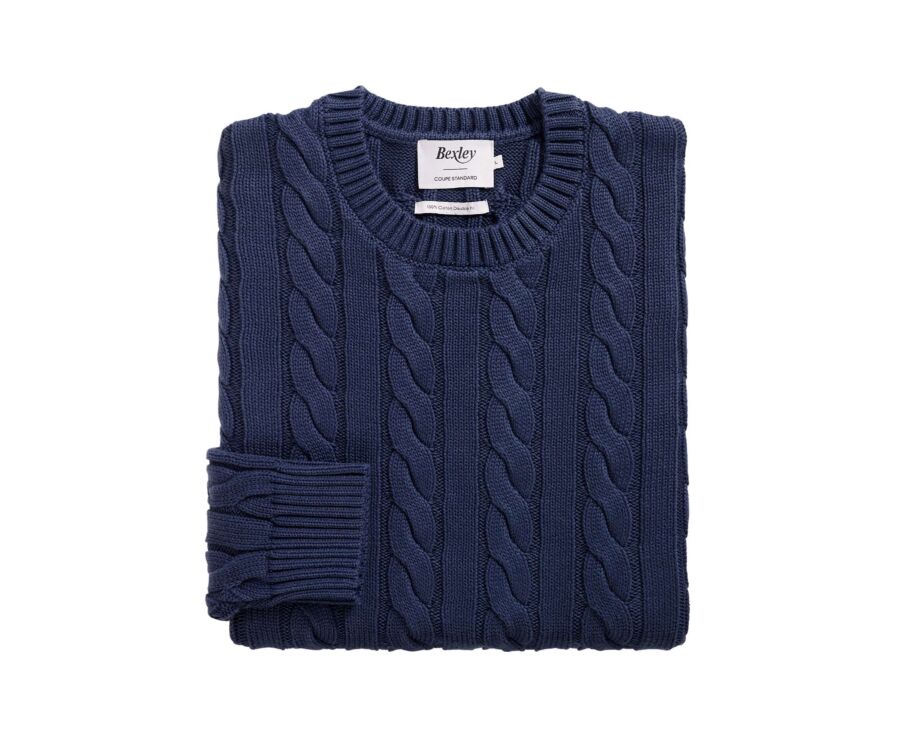 Pull col rond tosadé - Bleu Pétrole - CAVLEN