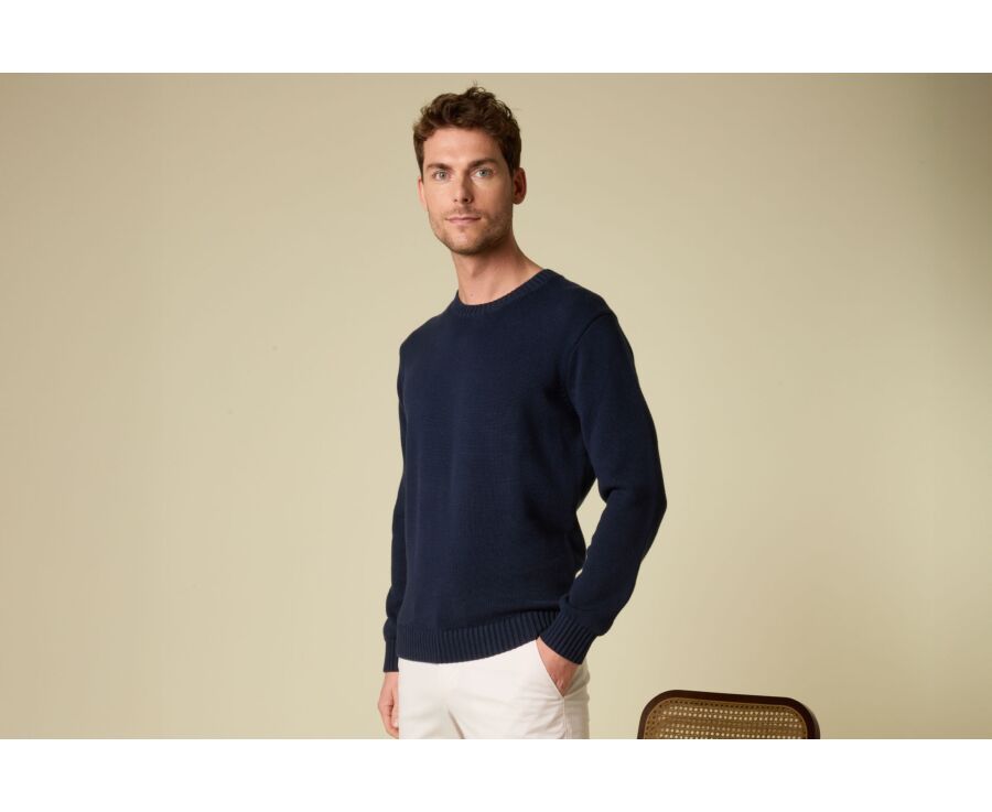 Pull col rond - Navy - CALDERIK