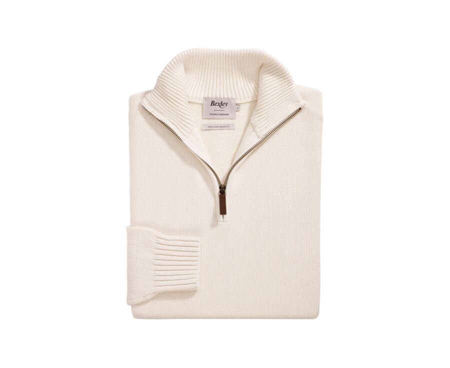 Pull col zippé en coton épais - Ecru - VALDRIK