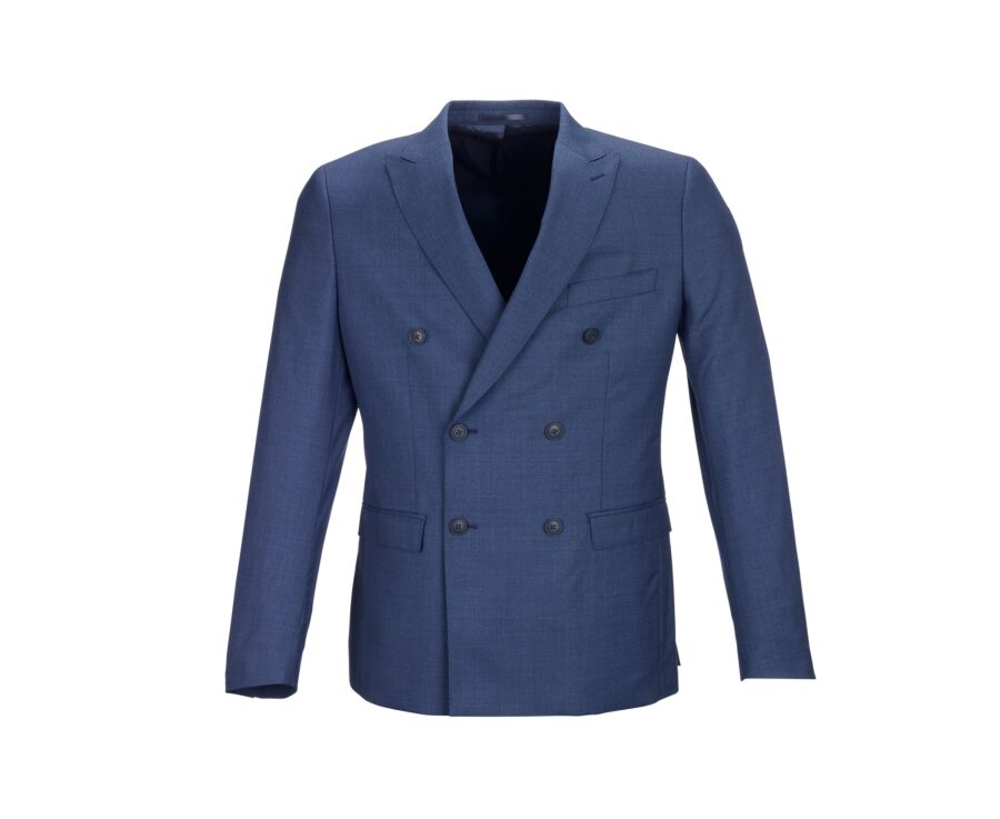 Veste de costume Croisée Lazare - Bleu chiné - LAZARE