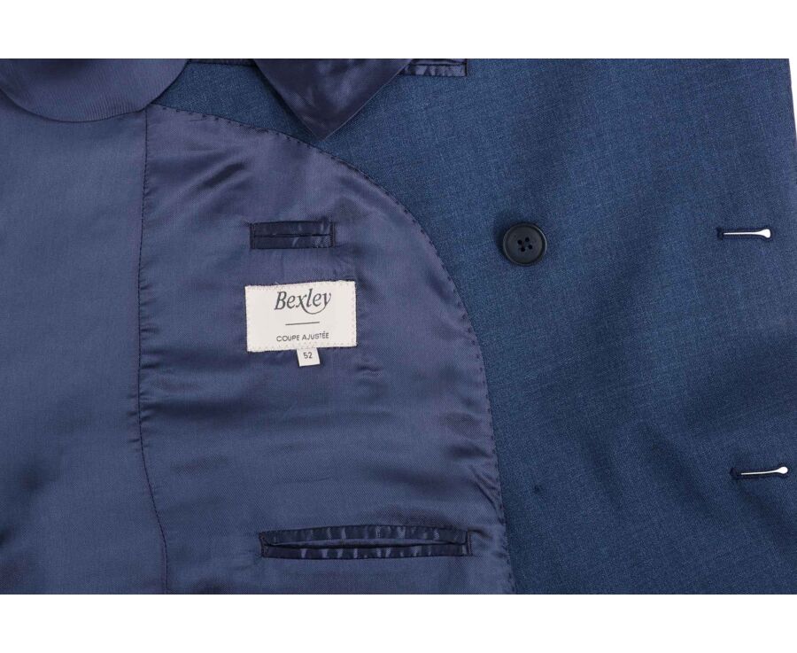 Veste de costume Croisée Lazare - Bleu chiné - LAZARE