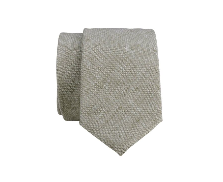 Cravate en Chambray Kaki Coton et Lin