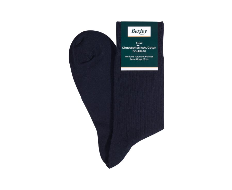 Chaussettes en coton à côtes - Marine