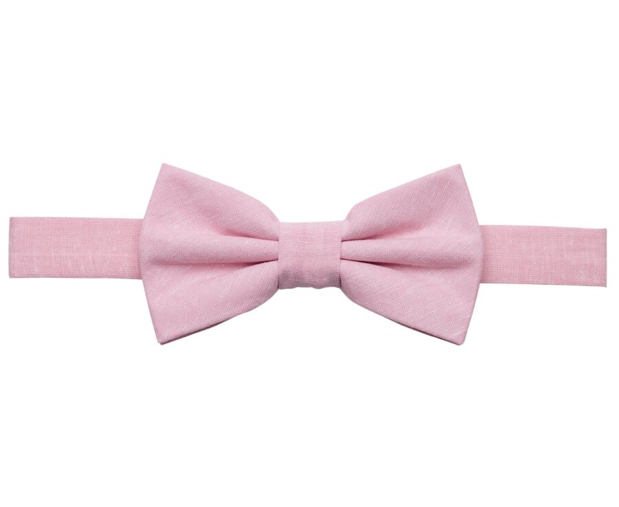 Nœud Papillon en Chambray Rose Coton et Lin