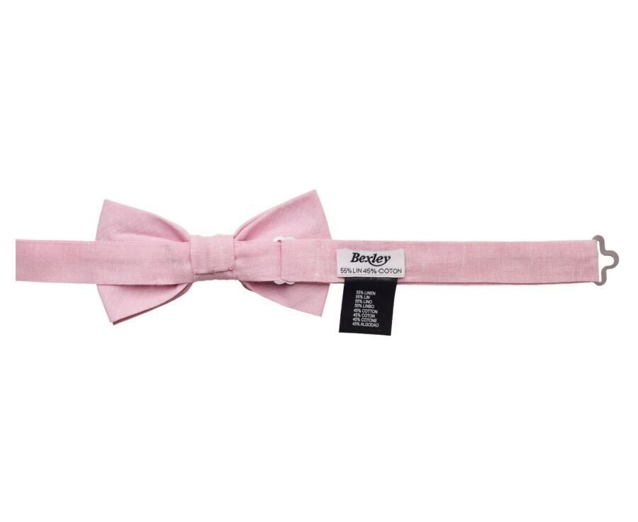 Nœud Papillon en Chambray Rose Coton et Lin