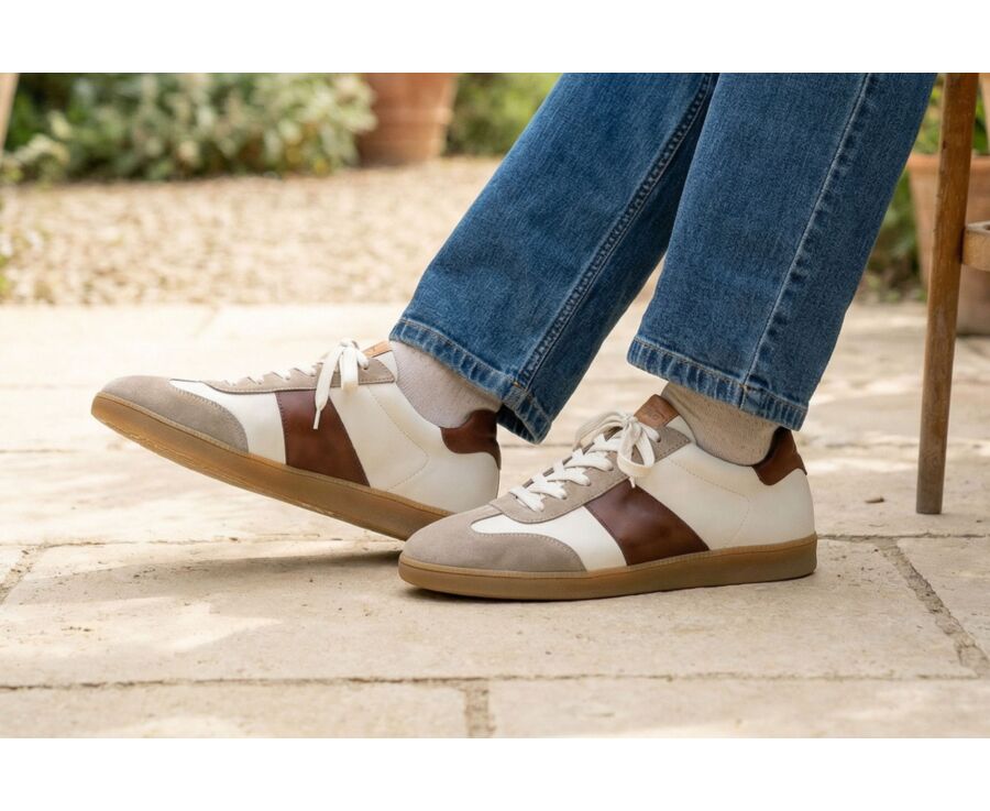 Sneaker de ville Blanc et Cognac - MOLKA