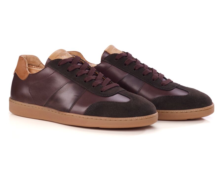 Sneaker homme en cuir patiné et velours bicolore - MOLKA