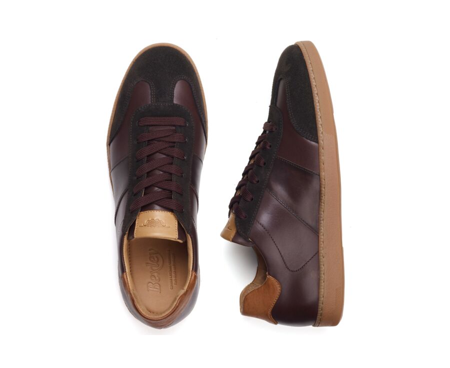 Sneaker homme en cuir patiné et velours bicolore - MOLKA