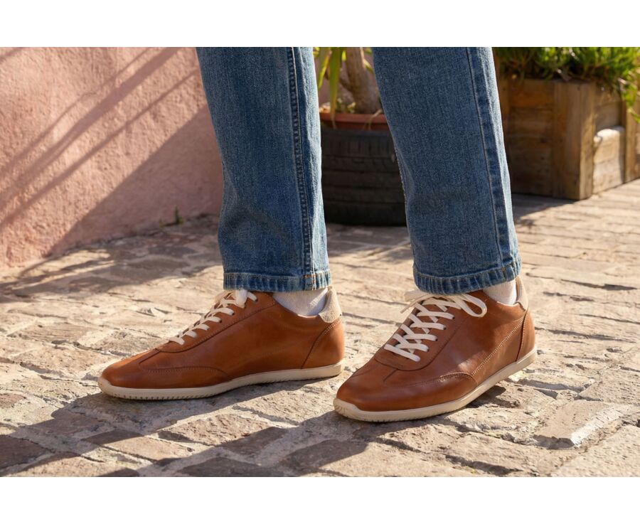 Sneakers homme - Cognac Patiné - BREMLEA