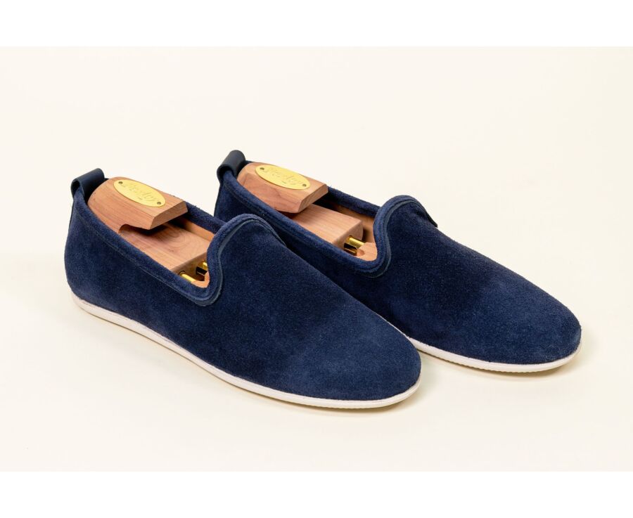 Slipper estival en velours Navy - BAMBRA