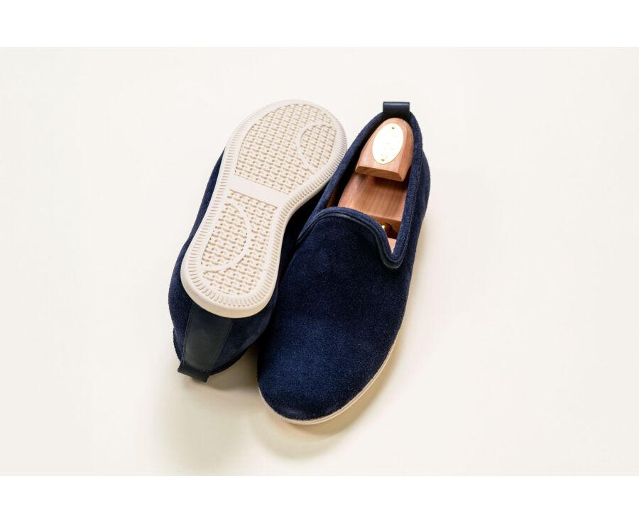 Slipper estival en velours Navy - BAMBRA
