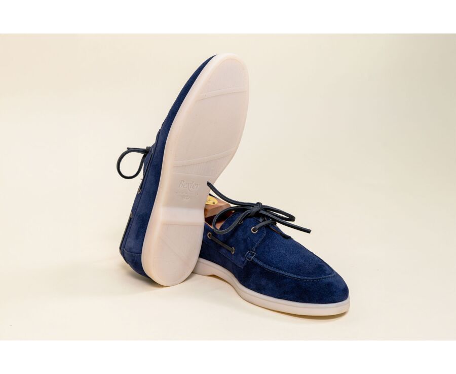 Chaussure Bateau Velours Navy - MOCKINYA